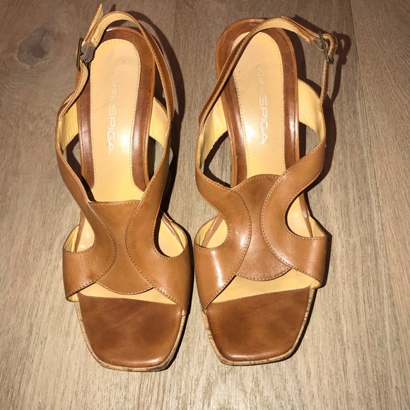 Via Spiga Cork Heel Sandals 8.5 - Picture 2 of 5
